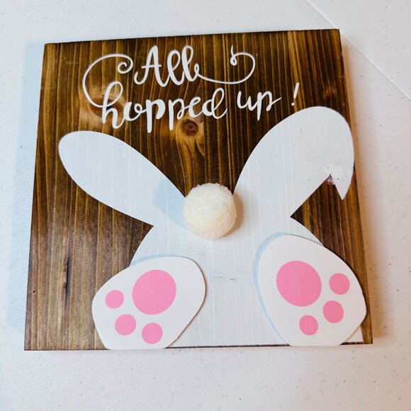 Easter hanging decoration ALL HOPPED UP bunny spring springtime decoration - Picture 2 of 11
